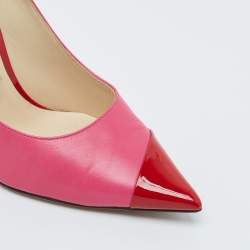 Jimmy Choo Pink/Red Patent and Leather Asymmetric Love Pumps Size 37