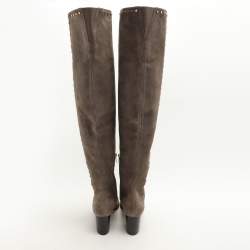 Pre Owned Jimmy Choo Grey Suede Harlem Knee Length Boots Size 41.5