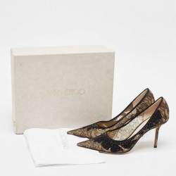 Jimmy Choo Black Floral Lace Pointed Toe Pumps Size 40.5