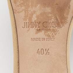 مملوكة مسبقًا Jimmy Choo Gold Leather Crystal Embellished Minea Slide Sandals Size 40.5
