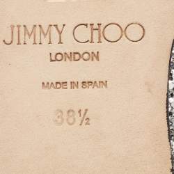 Jimmy Choo Silver Glitter Bow Flat Mules Size 38.5