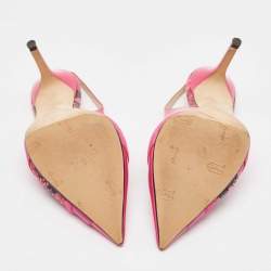 Pre Owned Jimmy Choo Pink Patent Leather and Suede Pointed Toe Slingback Pumps Size 38.5