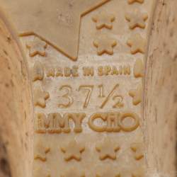 Pre Owned Jimmy Choo Beige/Brown Python Embossed Leather Papina Wedge Pumps Size 37.5