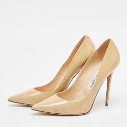 Jimmy Choo Beige Patent Leather Anouk Pumps Size 38.5