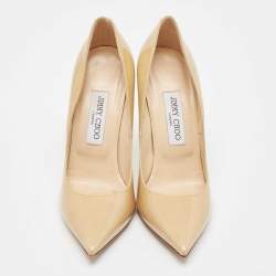 Jimmy Choo Beige Patent Leather Anouk Pumps Size 38.5