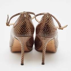Jimmy Choo Brown Python Leather Peep Toe Pumps Size 39.5