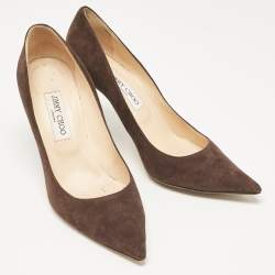 Pre Owned Jimmy Choo Brown Suede Love Pointed Toe Pumps Size 40.5