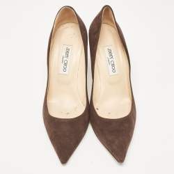 Pre Owned Jimmy Choo Brown Suede Love Pointed Toe Pumps Size 40.5