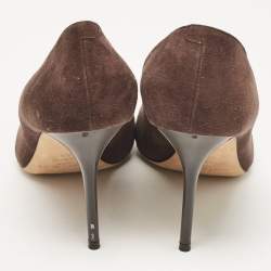 Pre Owned Jimmy Choo Brown Suede Love Pointed Toe Pumps Size 40.5