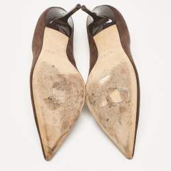 Pre Owned Jimmy Choo Brown Suede Love Pointed Toe Pumps Size 40.5