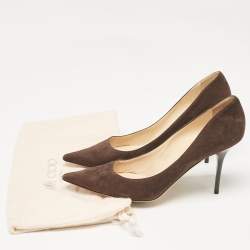 Pre Owned Jimmy Choo Brown Suede Love Pointed Toe Pumps Size 40.5