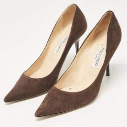 Pre Owned Jimmy Choo Brown Suede Love Pointed Toe Pumps Size 40.5