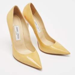 Jimmy Choo Beige Patent Leather Romy Pumps Size 38.5