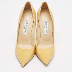 Jimmy Choo Beige Patent Leather Romy Pumps Size 38.5