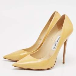 Jimmy Choo Beige Patent Leather Romy Pumps Size 38.5
