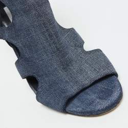 Jimmy Choo Blue Denim Fabric Cutout Gladiator Sandals Size 39