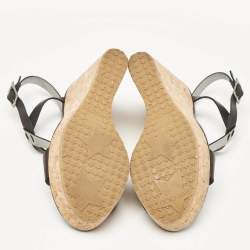 Jimmy Choo Black Leather Native Cork Wedge Sandals Size 35.5