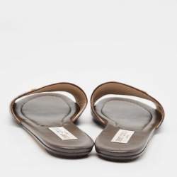 Pre Owned Jimmy Choo Brown Croc Embossed Leather Nanda Flat Sandals Size 39.5