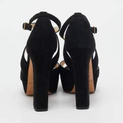 Jimmy Choo Black Suede Platform Ankle Strap Sandals Size 39