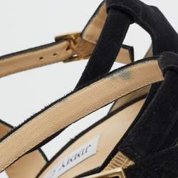 Jimmy Choo Black Suede Platform Ankle Strap Sandals Size 39