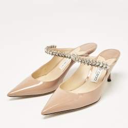 Pre Owned Jimmy Choo Dusty Pink Patent Leather Bing Mules Size 38.5