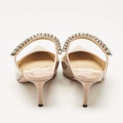 Pre Owned Jimmy Choo Dusty Pink Patent Leather Bing Mules Size 38.5