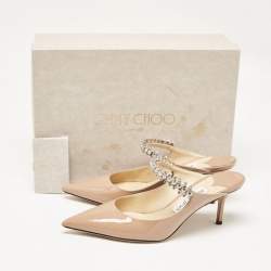 Pre Owned Jimmy Choo Dusty Pink Patent Leather Bing Mules Size 38.5