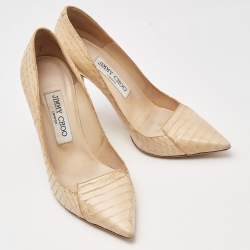 Jimmy Choo Beige Python Pointed Toe Pumps Size 36