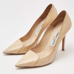 Jimmy Choo Beige Python Pointed Toe Pumps Size 36