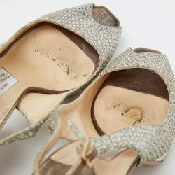 Jimmy Choo Gold Lurex Fabric Nova Peep Toe Slingback Sandals Size 39