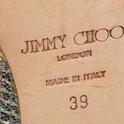 Jimmy Choo Gold Lurex Fabric Nova Peep Toe Slingback Sandals Size 39