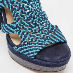 Jimmy Choo Two Tone Woven Leather and Python Ankle Strap Sandals Size 39