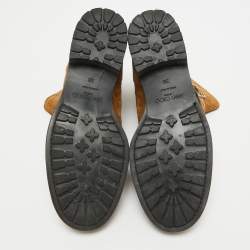 Pre Owned Jimmy Choo Brown Suede Dover Moto Boots Size 38