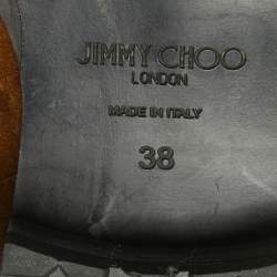 Pre Owned Jimmy Choo Brown Suede Dover Moto Boots Size 38