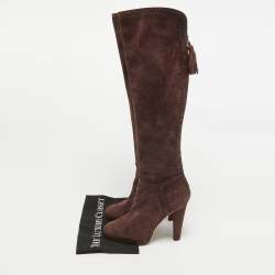 مملوكة مسبقًا Jimmy Choo Burgundy Leather and Suede Knee Length Boots Size 40
