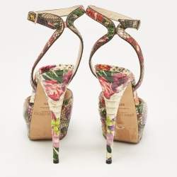 Jimmy Choo Multicolor Floral Python Lola Platform Sandals Size 39.5