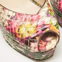 Jimmy Choo Multicolor Floral Python Lola Platform Sandals Size 39.5