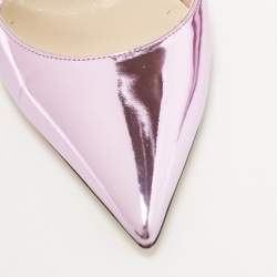 Pre Owned Jimmy Choo Metallic Purple Leather Bing Mules Size 37