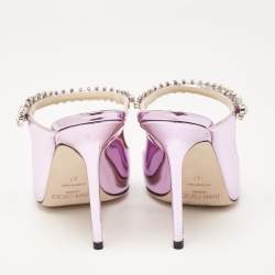 Pre Owned Jimmy Choo Metallic Purple Leather Bing Mules Size 37