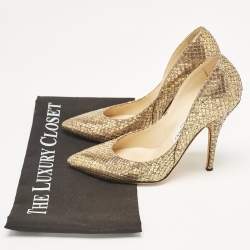 Jimmy Choo Gold Python Leather Abel Pumps Size 36