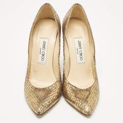 Jimmy Choo Gold Python Leather Abel Pumps Size 36