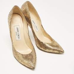 Jimmy Choo Gold Python Leather Abel Pumps Size 36