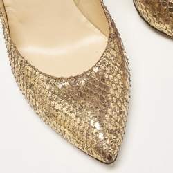 Jimmy Choo Gold Python Leather Abel Pumps Size 36