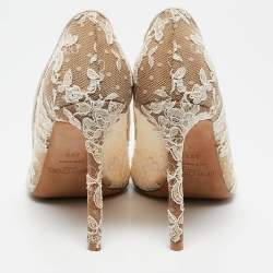 Pre Owned Jimmy Choo Ivory Lace Romy Pumps Size 39.5