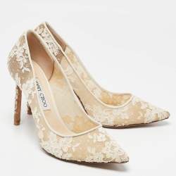 Pre Owned Jimmy Choo Ivory Lace Romy Pumps Size 39.5