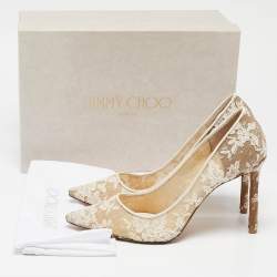 Pre Owned Jimmy Choo Ivory Lace Romy Pumps Size 39.5