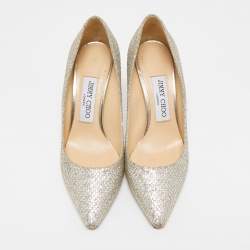 Jimmy Choo Gold/Silver Lurex Fabric Romy Pumps Size 35.5