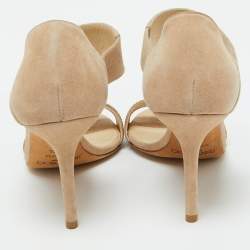 Jimmy Choo Beige Suede and Glitter Tesoro Strap Sandals Size 37.5