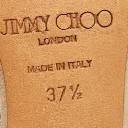 Jimmy Choo Beige Suede and Glitter Tesoro Strap Sandals Size 37.5