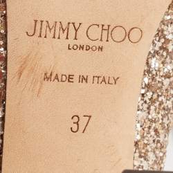 Jimmy Choo Metallic Gold Glitter Billie Block Heel Pumps Size 37